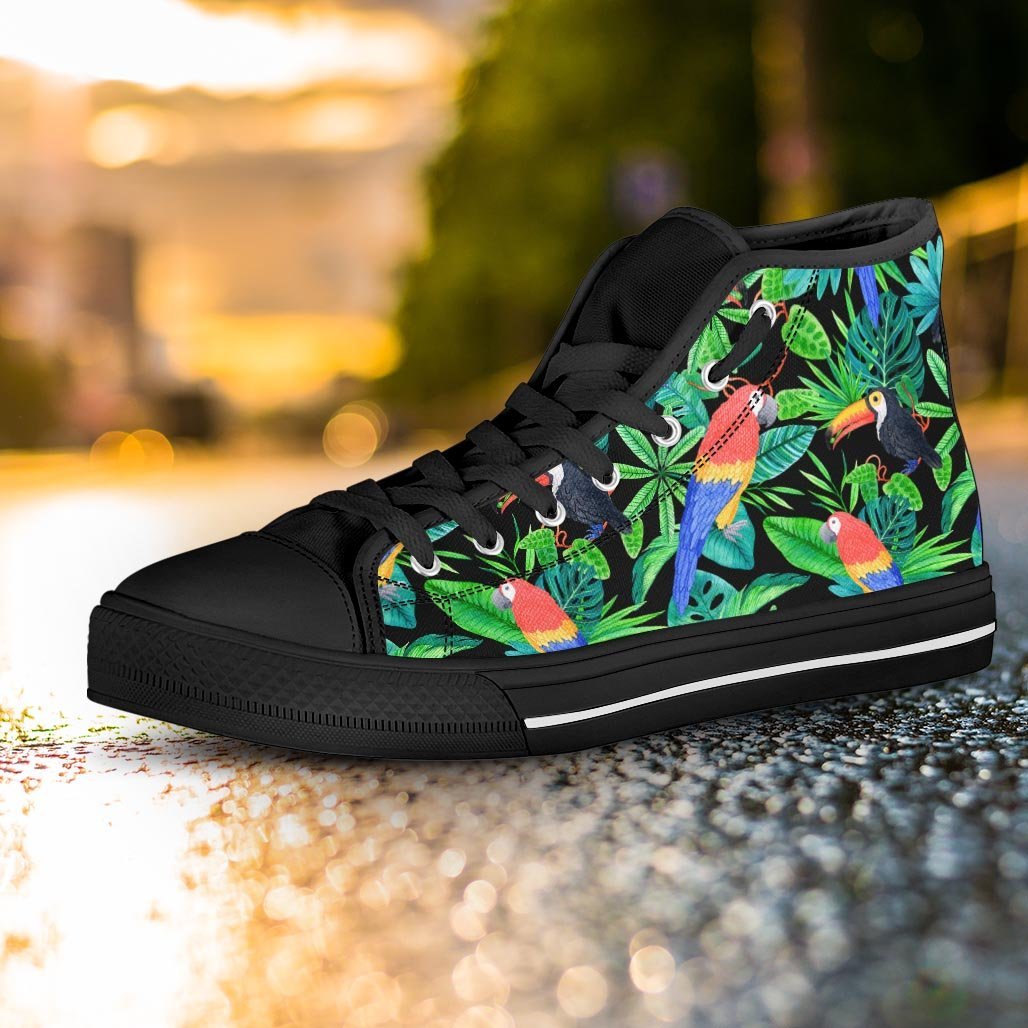 Tropical Bird Hawaiian Print Women's High Top Shoes-grizzshop