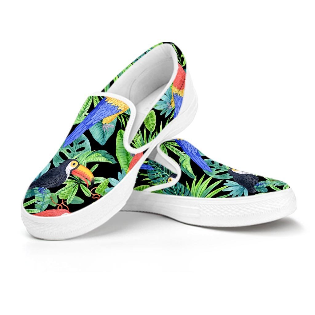 Tropical Bird Hawaiian Print Women's Slip On Sneakers-grizzshop
