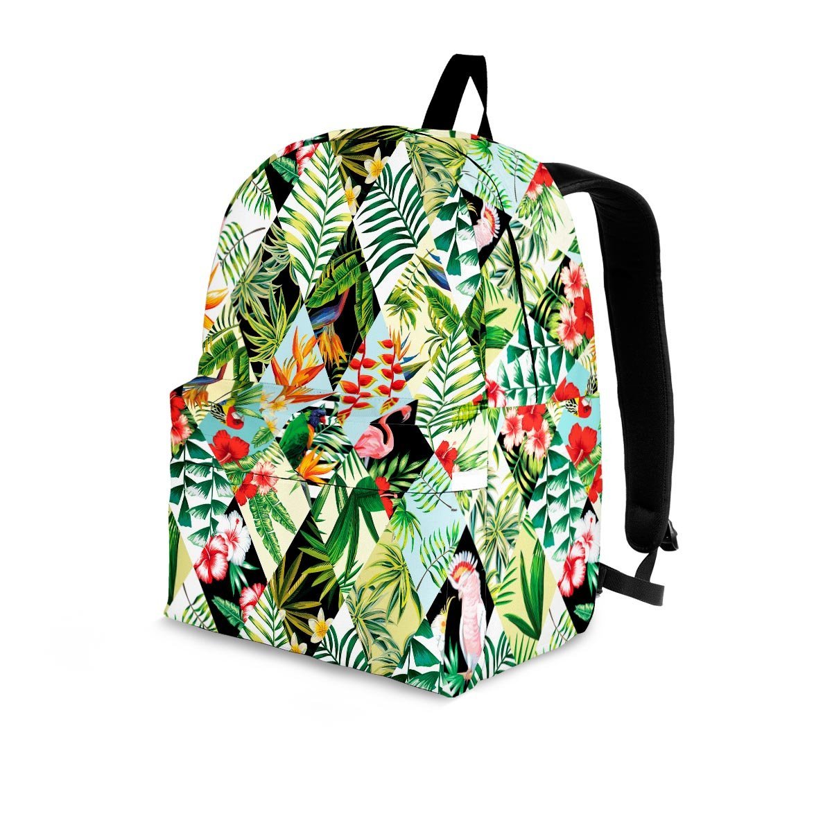 Tropical Bird Patchwork Print Backpack-grizzshop