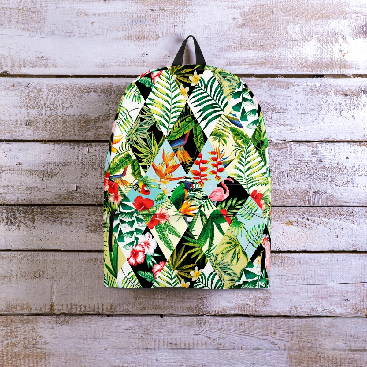 Tropical Bird Patchwork Print Backpack-grizzshop