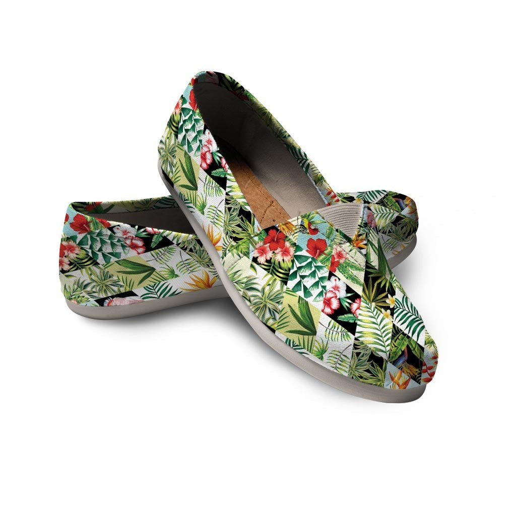 Tropical Bird Patchwork Print Canvas Shoes-grizzshop