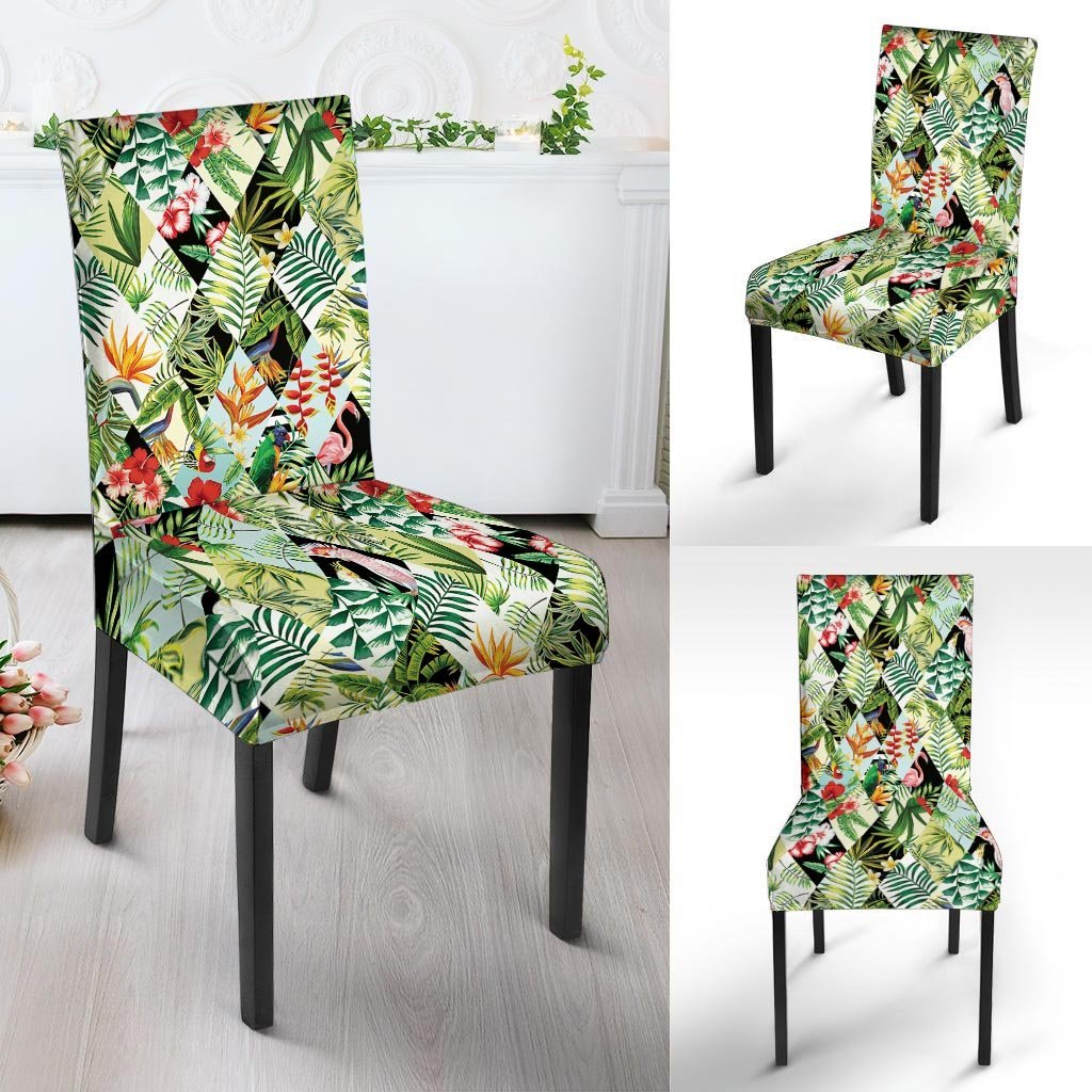 Tropical Bird Patchwork Print Chair Cover-grizzshop