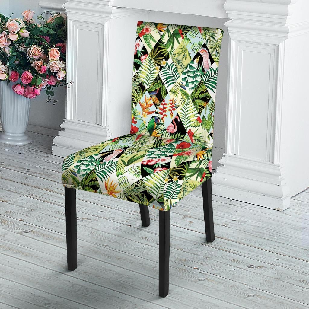 Tropical Bird Patchwork Print Chair Cover-grizzshop
