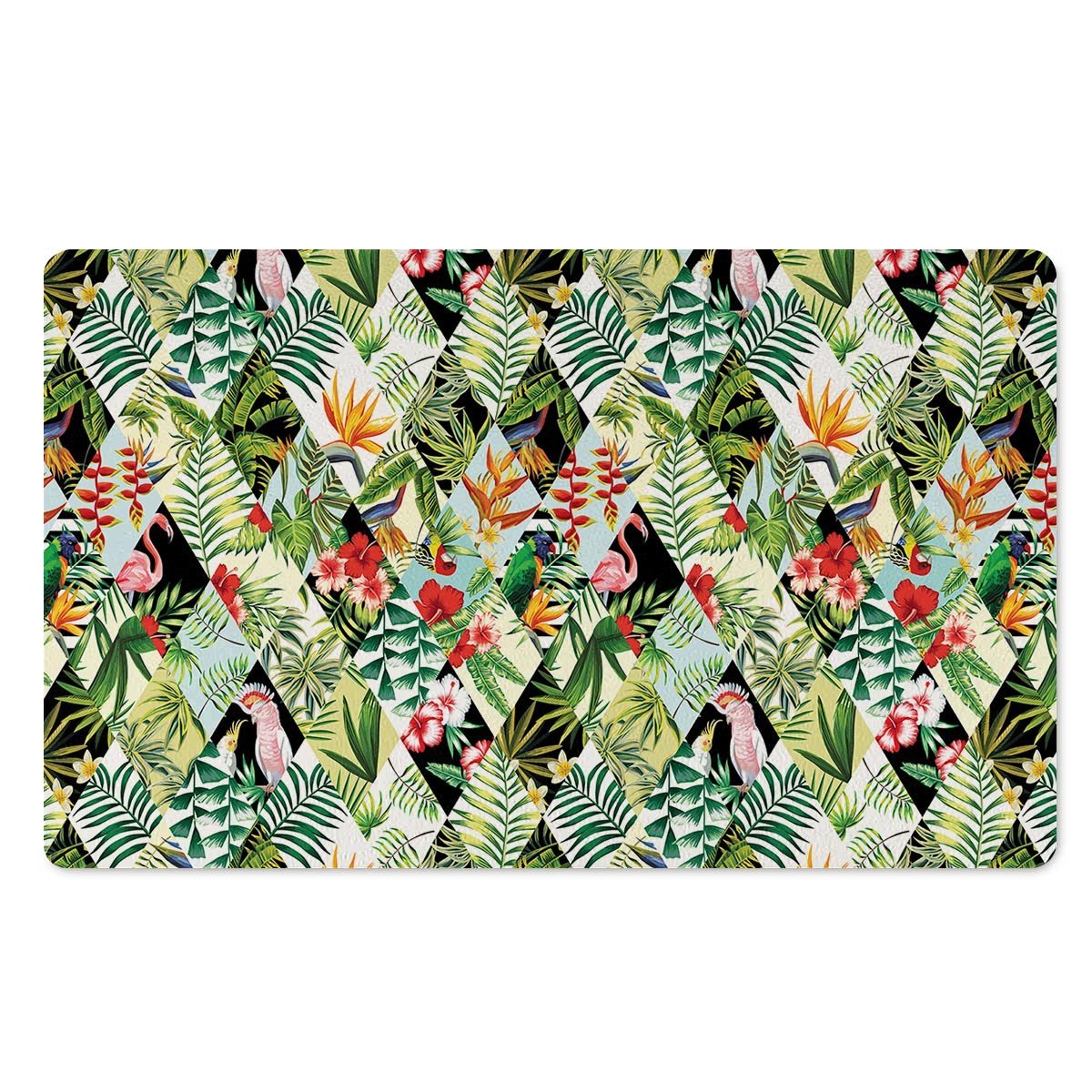 Tropical Bird Patchwork Print Door Mat-grizzshop