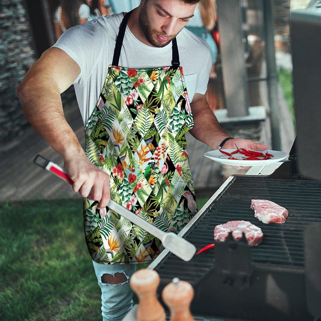 Tropical Bird Patchwork Print Men's Apron-grizzshop