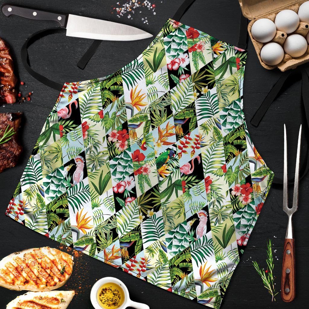 Tropical Bird Patchwork Print Men's Apron-grizzshop