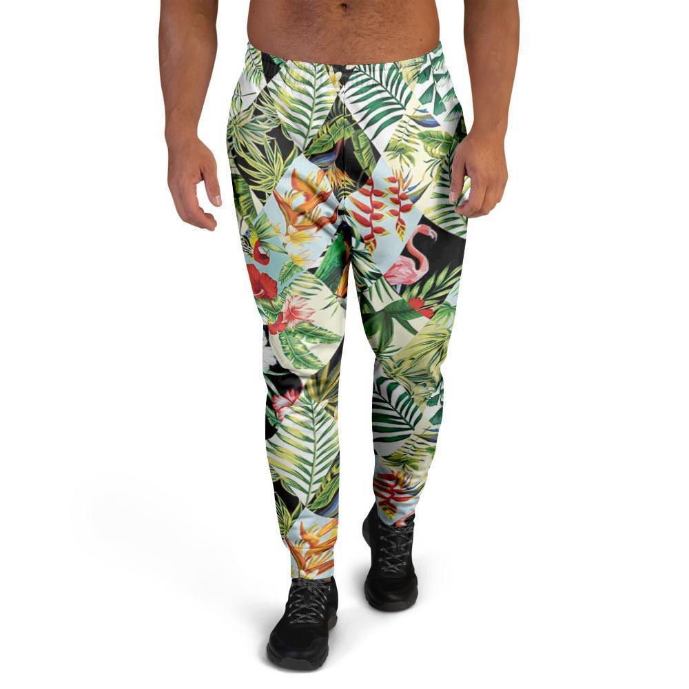 Tropical Bird Patchwork Print Men's Joggers-grizzshop