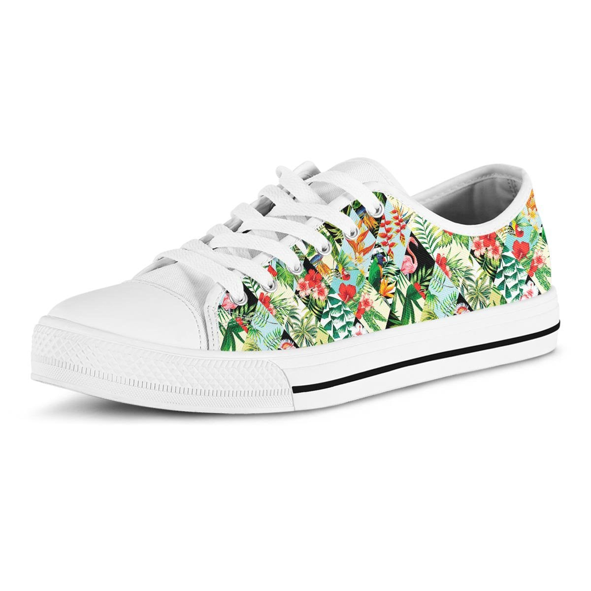 Tropical Bird Patchwork Print Men's Low Top Shoes-grizzshop