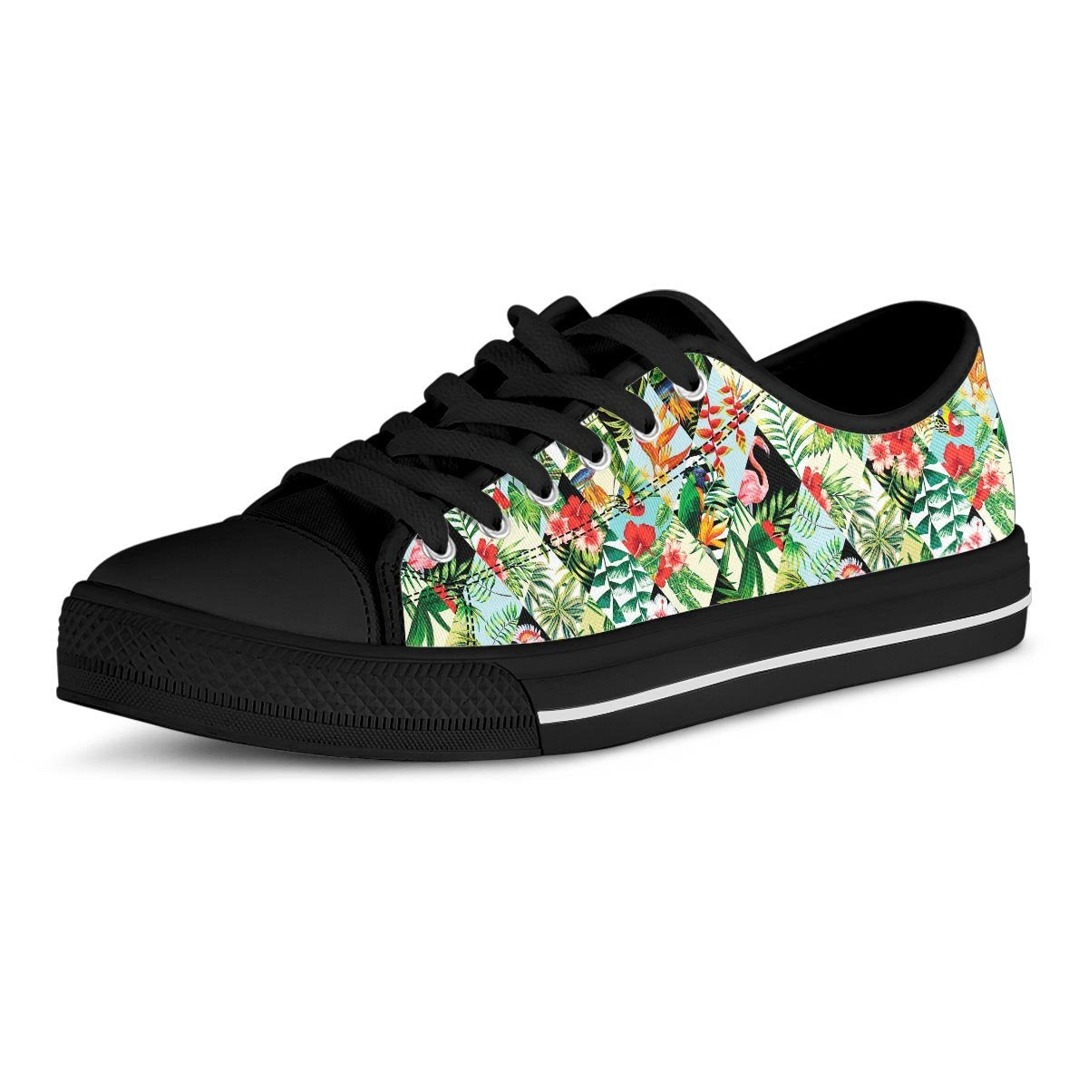 Tropical Bird Patchwork Print Men's Low Top Shoes-grizzshop