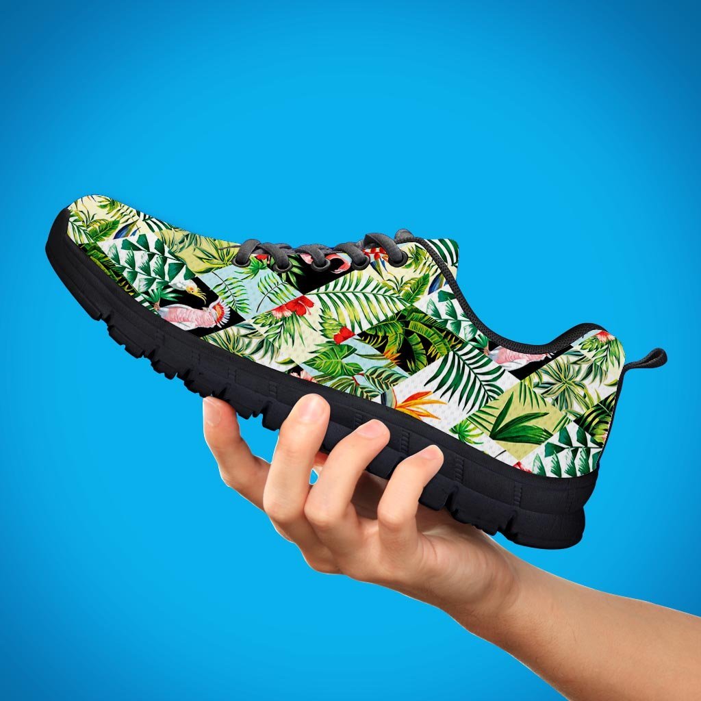 Tropical Bird Patchwork Print Men's Sneakers-grizzshop