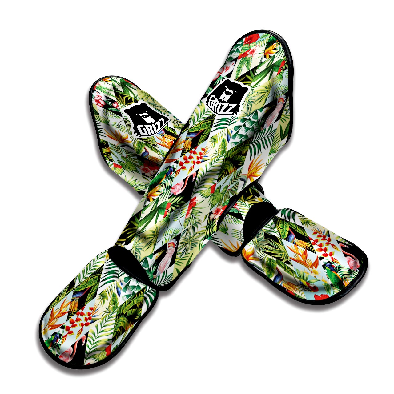 Tropical Bird Patchwork Print Muay Thai Shin Guard-grizzshop