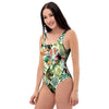 Tropical Bird Patchwork Print One Piece Swimsuite-grizzshop