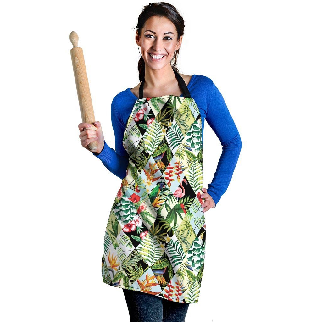 Tropical Bird Patchwork Print Women's Apron-grizzshop