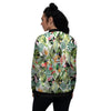 Tropical Bird Patchwork Print Women's Bomber Jacket-grizzshop