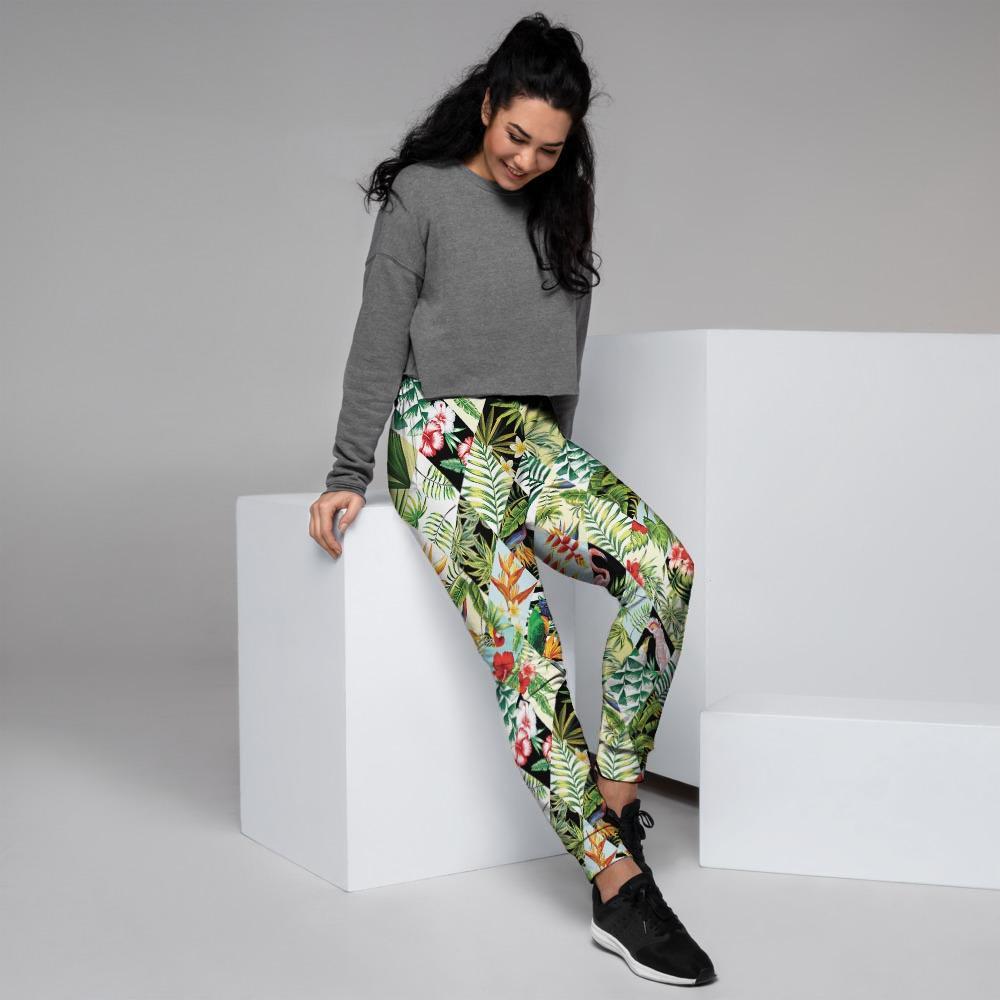 Tropical Bird Patchwork Print Women's Joggers-grizzshop