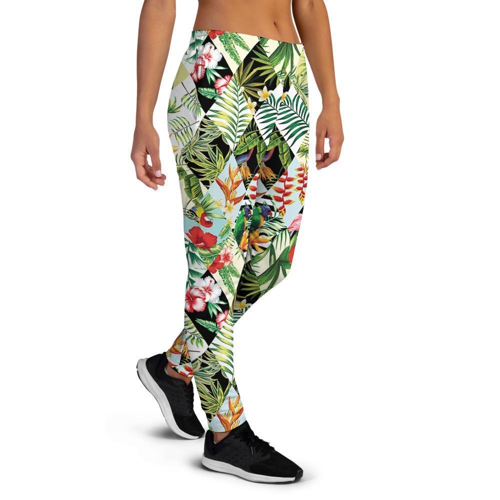 Tropical Bird Patchwork Print Women's Joggers-grizzshop