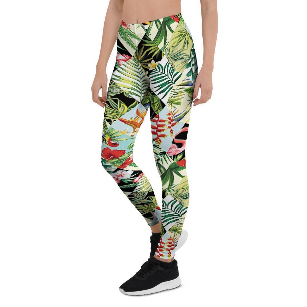 Tropical Bird Patchwork Print Women's Leggings-grizzshop