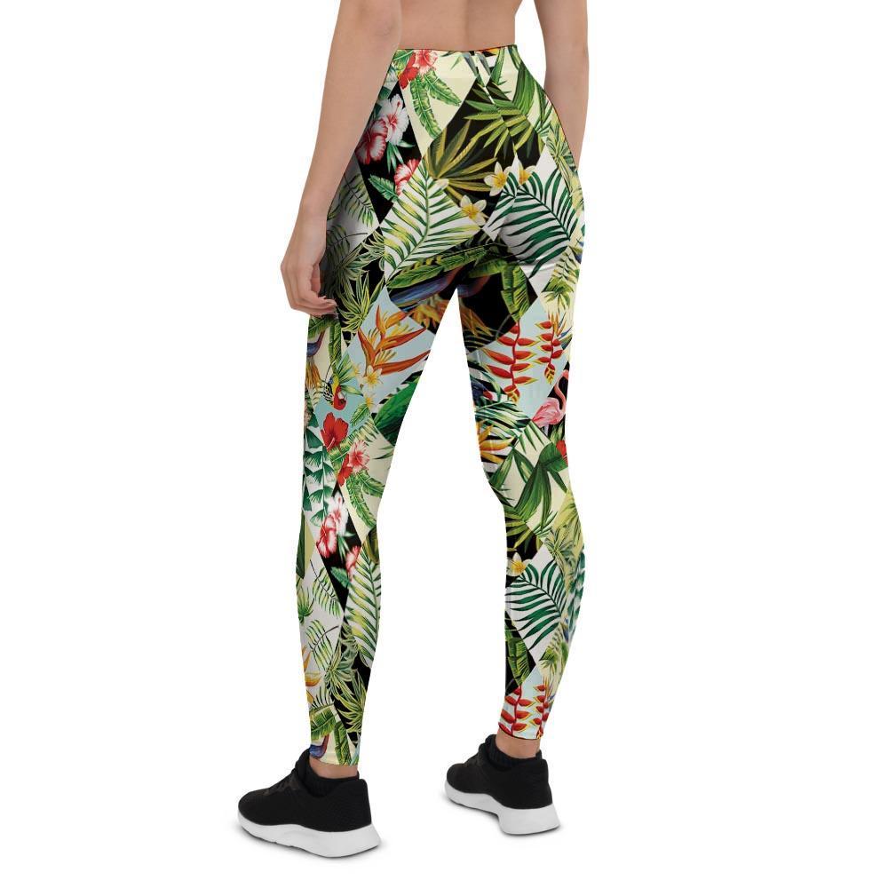 Tropical Bird Patchwork Print Women's Leggings-grizzshop