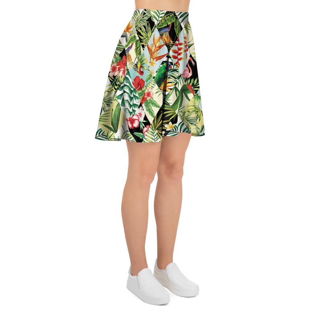 Tropical Bird Patchwork Print Women's Skirt-grizzshop