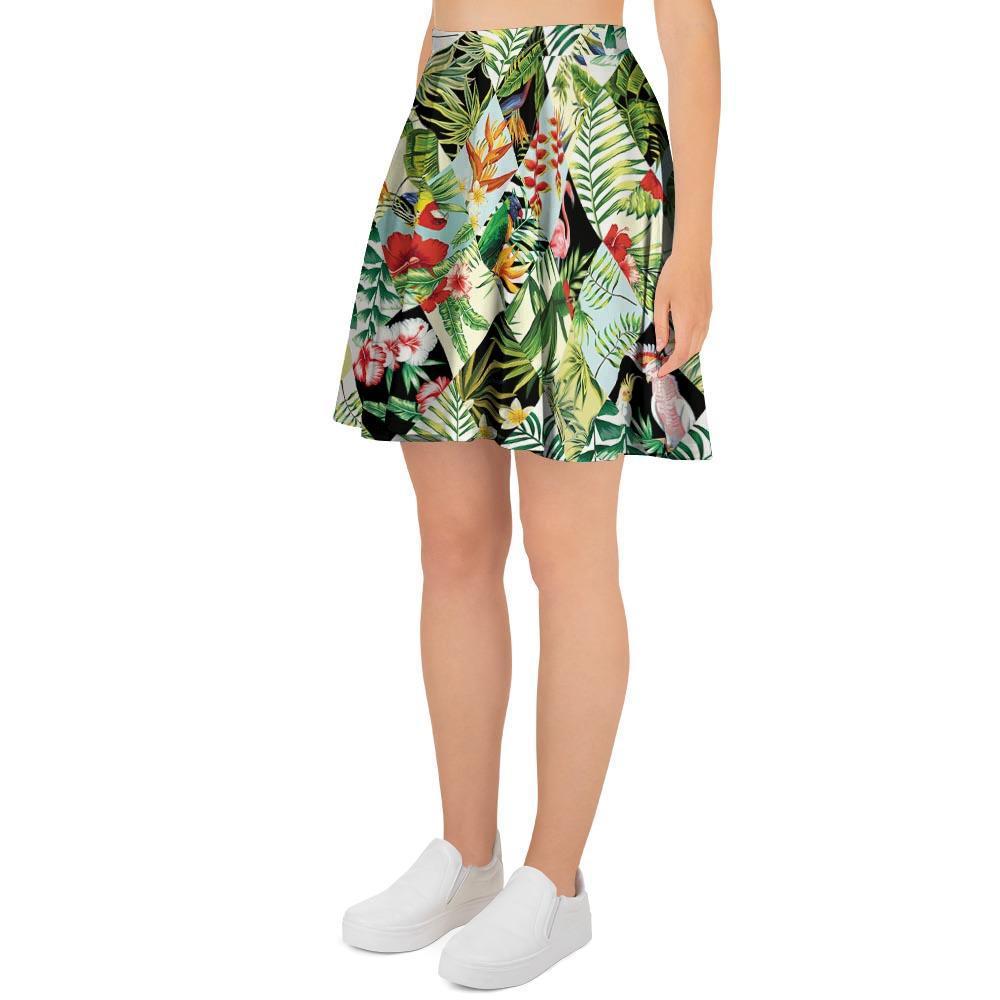 Tropical Bird Patchwork Print Women's Skirt-grizzshop