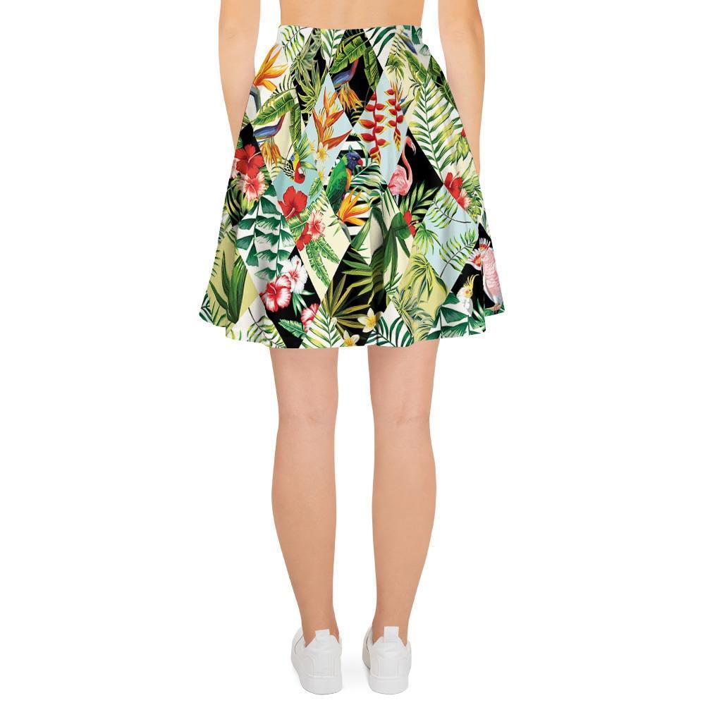 Tropical Bird Patchwork Print Women's Skirt-grizzshop