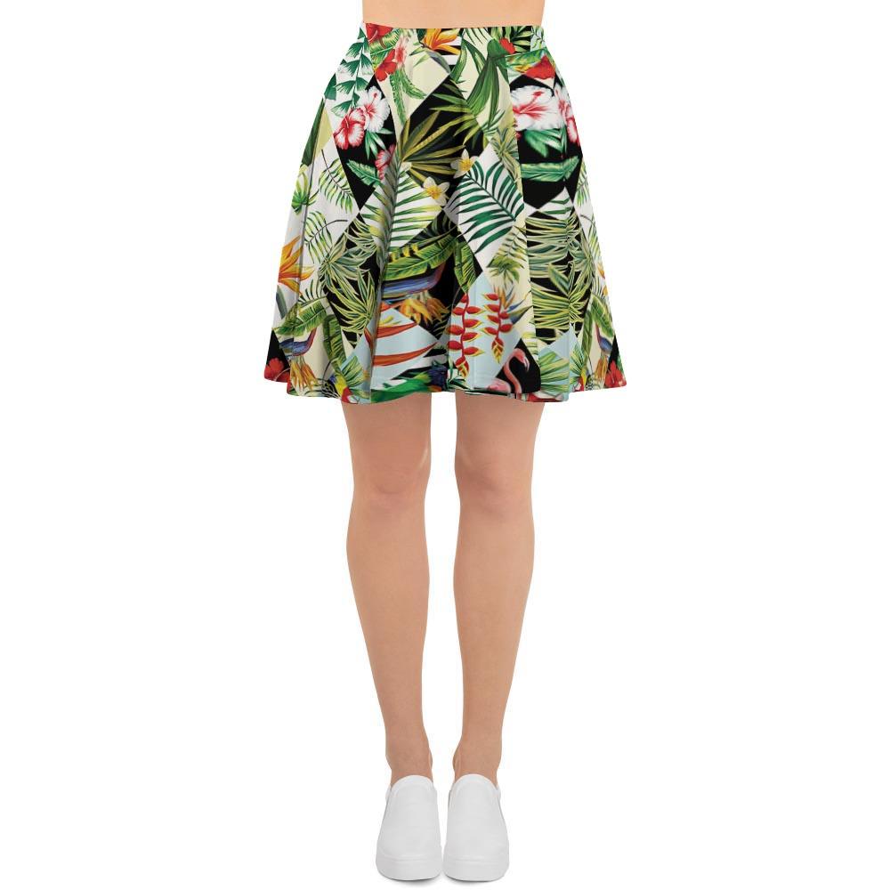 Tropical Bird Patchwork Print Women's Skirt-grizzshop