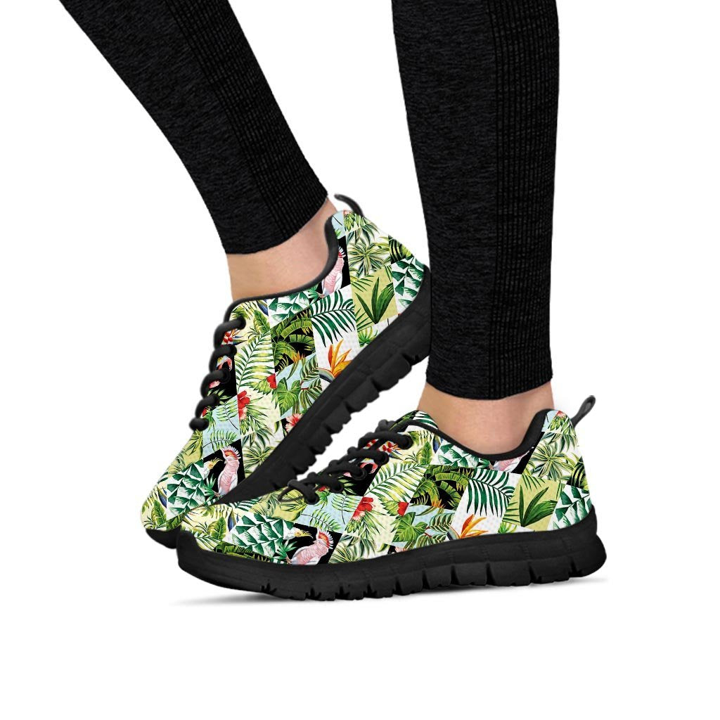 Tropical Bird Patchwork Print Women's Sneakers-grizzshop