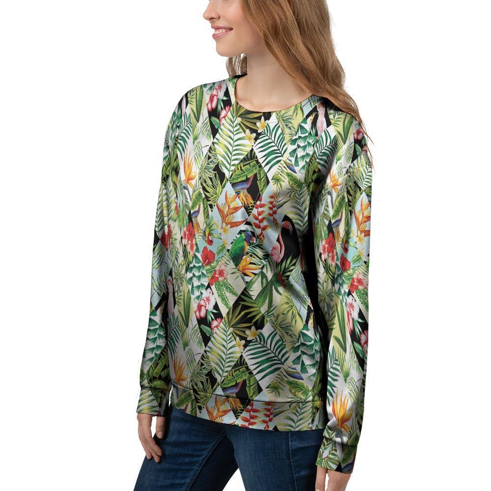 Tropical Bird Patchwork Print Women's Sweatshirt-grizzshop