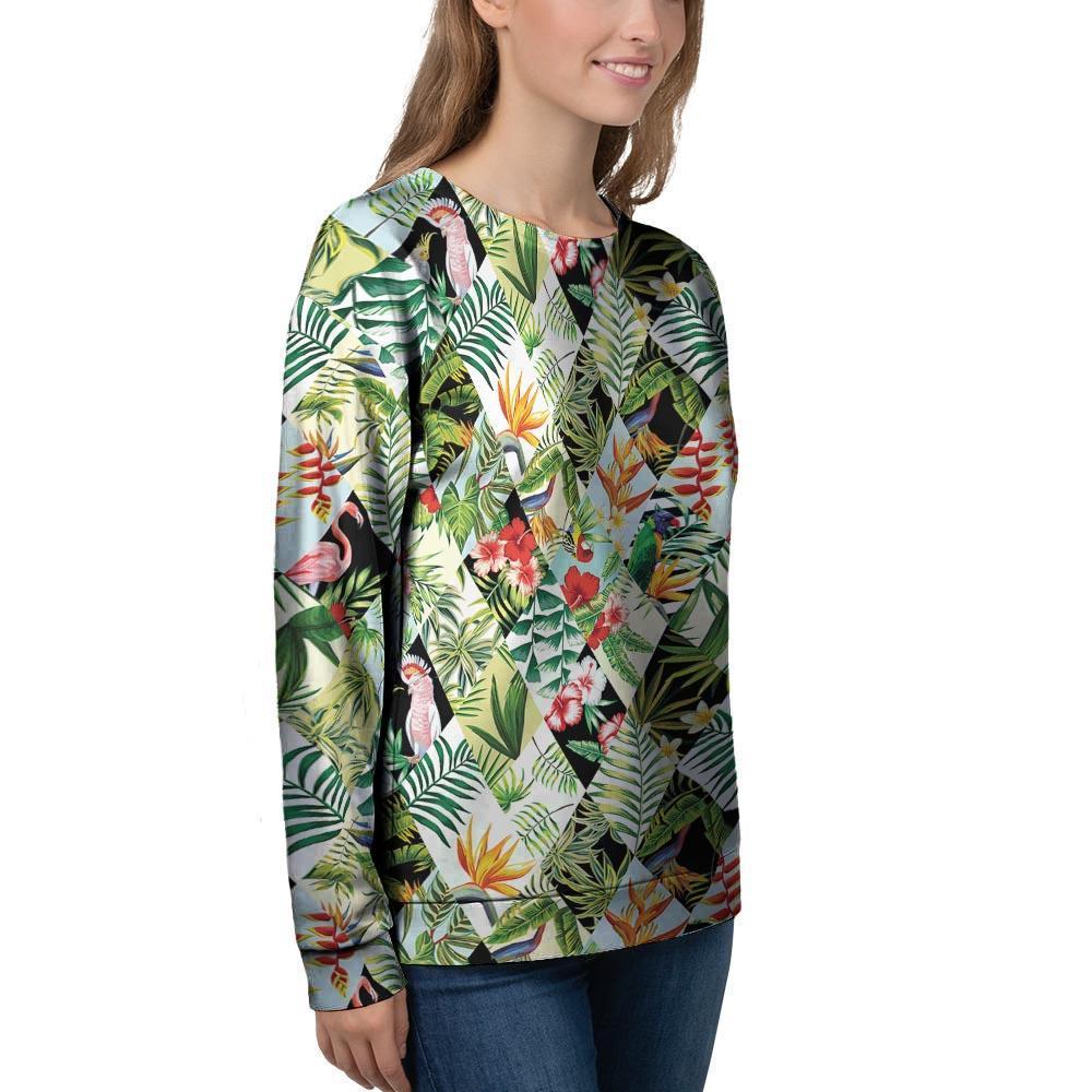 Tropical Bird Patchwork Print Women's Sweatshirt-grizzshop