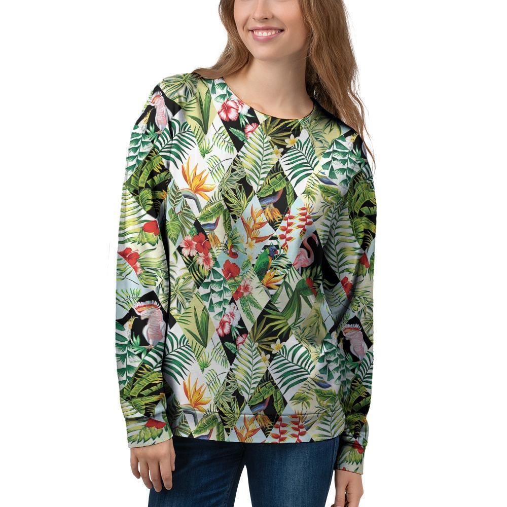 Tropical Bird Patchwork Print Women's Sweatshirt-grizzshop