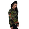 Tropical Black Hawaii Print Pattern Women's Bomber Jacket-grizzshop