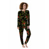 Tropical Black Hawaii Print Pattern Women's Pajamas-grizzshop