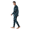 Tropical Blossom Blue Print Pattern Men's Pajamas-grizzshop