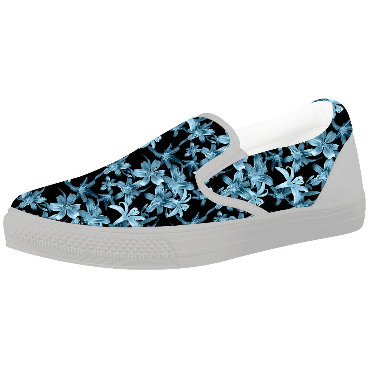 Tropical Blossom Blue Print Pattern White Slip On Shoes-grizzshop