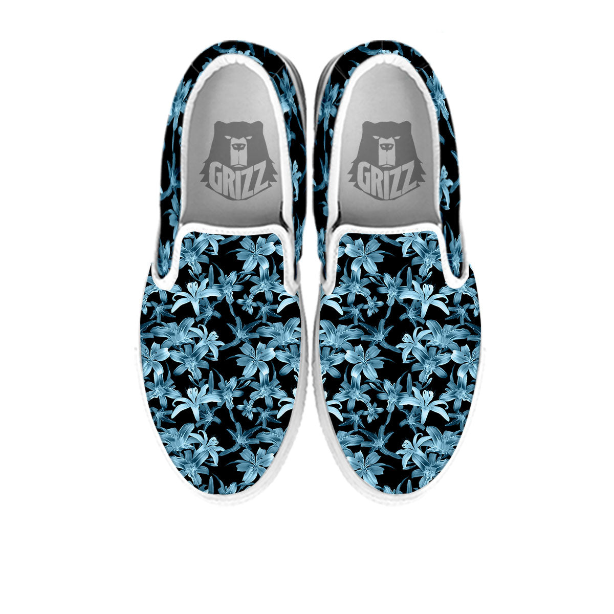 Tropical Blossom Blue Print Pattern White Slip On Shoes-grizzshop