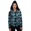 Tropical Blossom Blue Print Pattern Women's Bomber Jacket-grizzshop