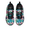 Tropical Blossom Teal Pink Print Pattern Black Sneaker-grizzshop