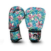 Tropical Blossom Teal Pink Print Pattern Boxing Gloves-grizzshop