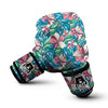 Tropical Blossom Teal Pink Print Pattern Boxing Gloves-grizzshop