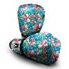 Tropical Blossom Teal Pink Print Pattern Boxing Gloves-grizzshop