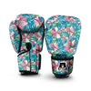 Tropical Blossom Teal Pink Print Pattern Boxing Gloves-grizzshop