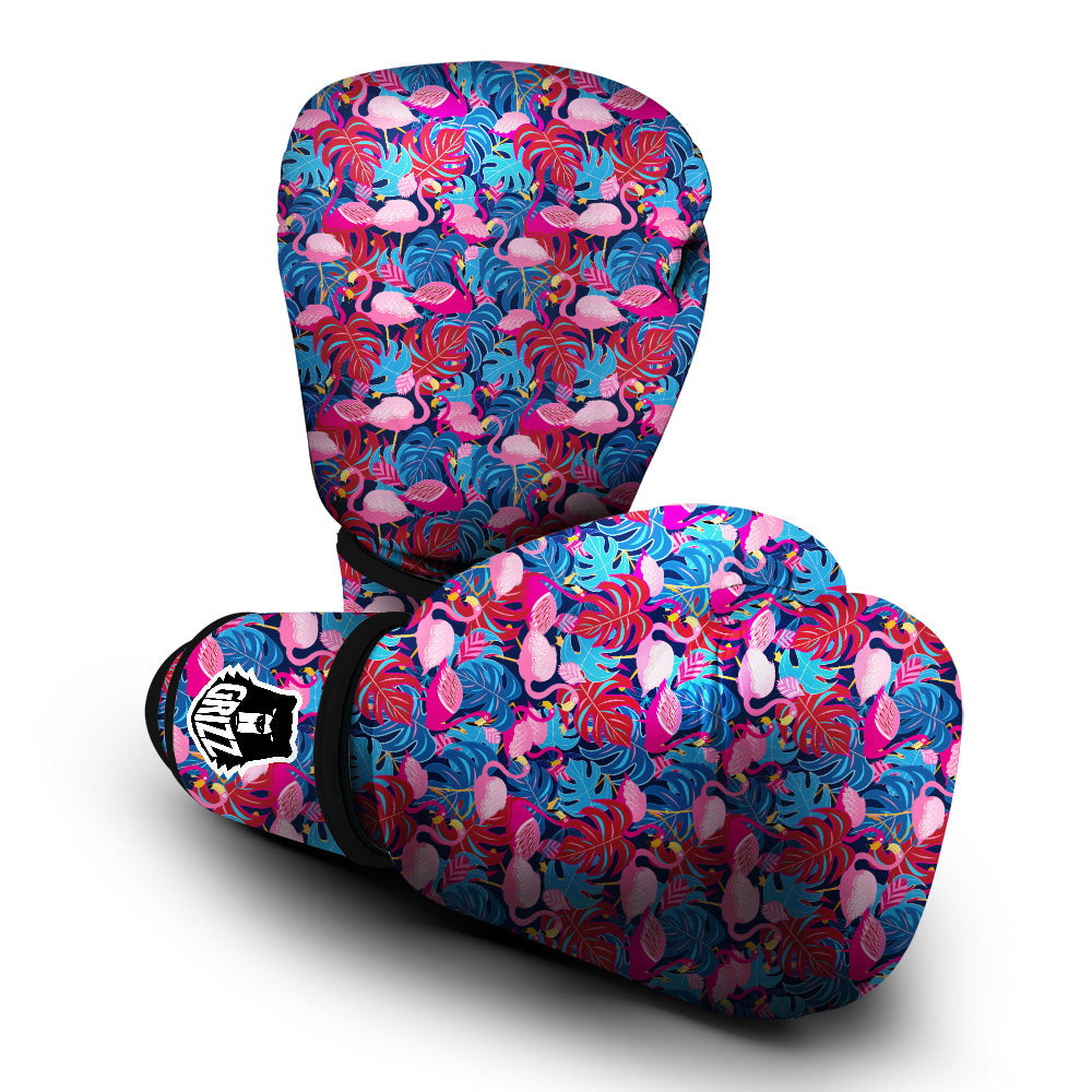 Tropical Blue And Pink Flamingo Print Boxing Gloves-grizzshop