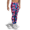 Tropical Blue And Pink Flamingo Print Men's Leggings-grizzshop