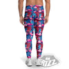 Tropical Blue And Pink Flamingo Print Men's Leggings-grizzshop