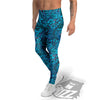 Tropical Blue Hawaiian Print Pattern Men's Leggings-grizzshop