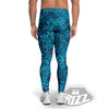 Tropical Blue Hawaiian Print Pattern Men's Leggings-grizzshop