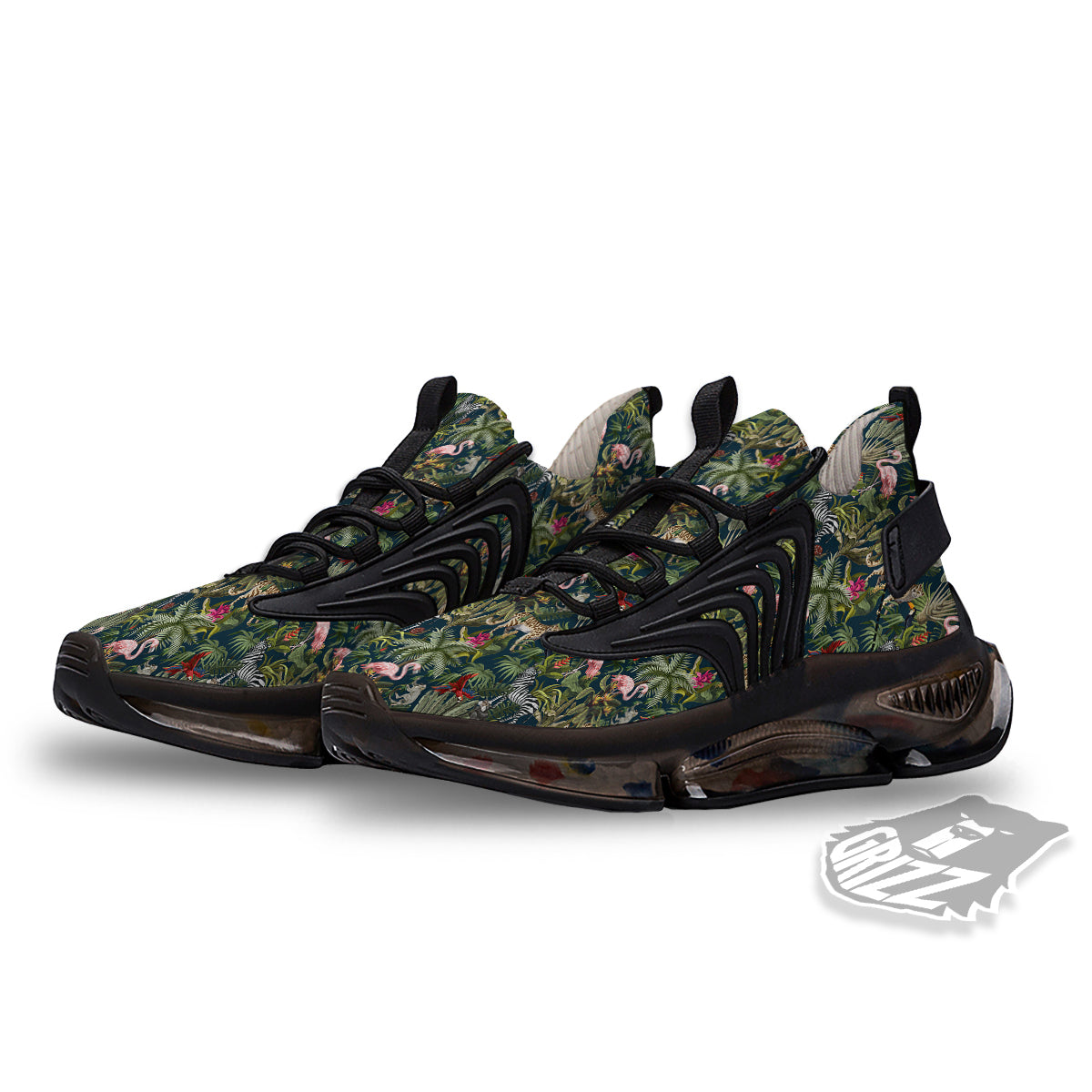 Tropical Cartoon Print Pattern Black Gym Shoes-grizzshop