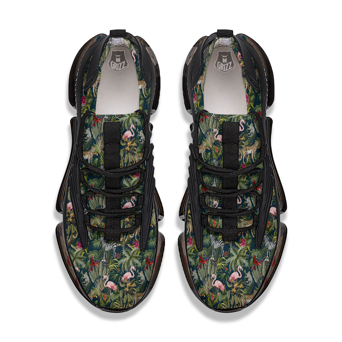 Tropical Cartoon Print Pattern Black Gym Shoes-grizzshop