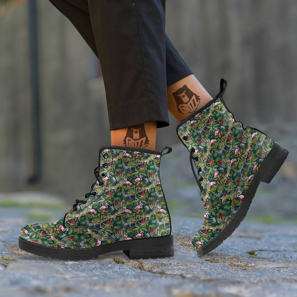 Tropical Cartoon Print Pattern Leather Boots-grizzshop