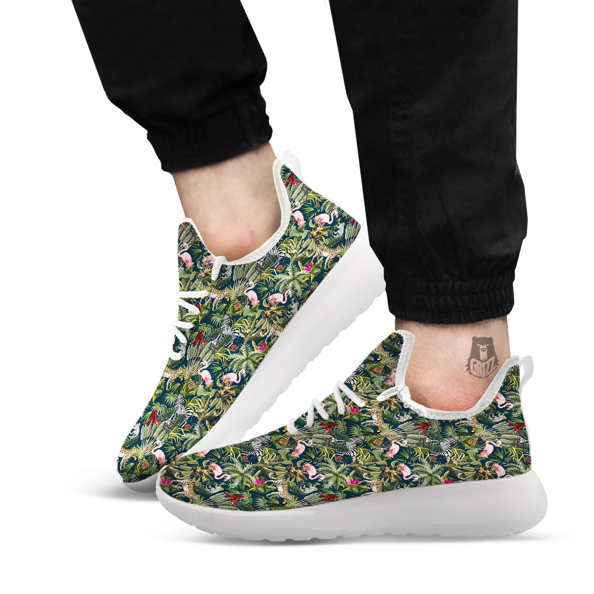 Tropical Cartoon Print Pattern White Athletic Shoes-grizzshop